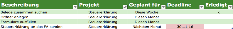 GTD mit Excel - Bild 3