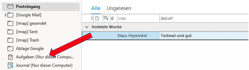Outlook - Aufgabe aus Email erzeugen